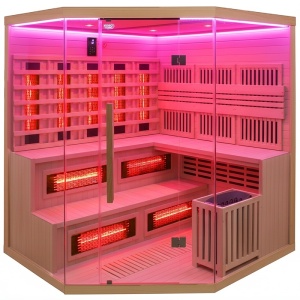 Sauna combinata cu infrarosu si finlandeza cu soba Harvia 8kW, Moss 200 x 200 cm pentru 8 persoane - Img 13