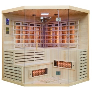 Sauna cu infrarosu si perete din sare de Himalaya MO-EA4CRS, 4 persoane, 180 x 180 x 200 cm