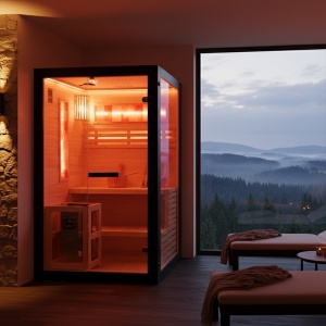 Sauna finlandeza cu temperatura inalta si soba Harvia 3.5kW 120 x 120 cm pentru 2 persoane - Img 4