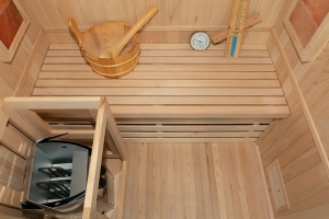 Sauna finlandeza cu temperatura inalta si soba Harvia 3.5kW pentru 2 persoane EA2S 120 x 105 cm - Img 11