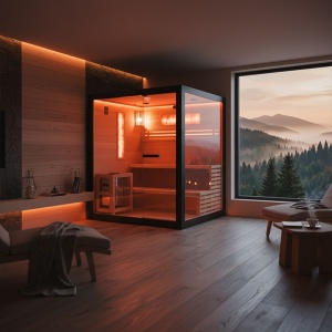 Sauna finlandeza cu temperatura inalta si soba HARVIA 6KW pentru 4 persoane Forsa 180 x 160 cm - Img 5