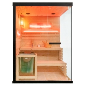 Sauna finlandeza neagra cu temperatura inalta Harvia 4.5kW, 140 x 150 cm pentru 3-4 persoane - Img 4
