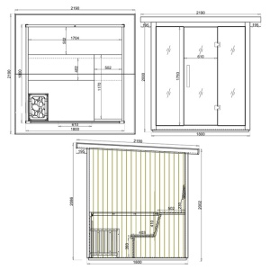 Sauna finlandeza pentru gradina cu soba Asker pentru 4-6 persoane, 180 x 180 cm - Img 24