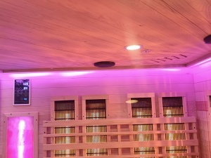 Saună finlandeză și cu infraroșu pentru interior, 150x150x200 cm, încălzitor electric 6 kW, piatră de sare inclusă - Img 12
