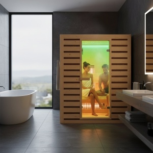 Sauna uscata cu infrarosu la temperatura joasa Tromso3 153 x 110 cm pentru 3-4 persoane - Img 8