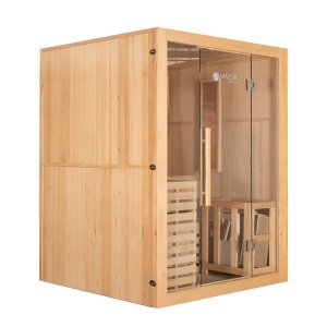 Sauna uscata finlandeza pentru 3 persoane cu soba Harvia 4.5 kW si piatra sarata EA3S XL 150 x 150 x 200 cm - Img 2