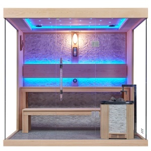 Sauna uscata finlandeza pentru interior MUE-1250 cu soba Harvia 6 kW – 220 x 180 x 210 cm, 4 locuri - Img 5