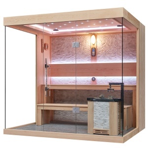 Sauna uscata finlandeza pentru interior MUE-1250 cu soba Harvia 6 kW – 220 x 180 x 210 cm, 4 locuri - Img 15