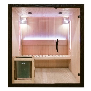 Saună uscată MO-EA4S LUX cu soba Harvia de 8 kW, piatră de sare și izolație de perete 180 x 180 x 200 cm - Img 3