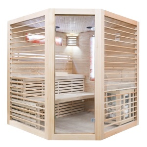 Saună uscată MO-EL4CS cu încălzitor Harvia de 8 kW, piatră de sare și izolație de perete 180 x 180 x 200 cm - Img 6