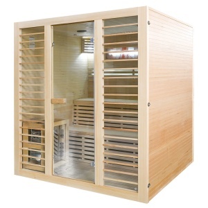 Saună uscată MO-EL4S cu soba Harvia 8 kW, piatră de sare și izolație de perete 180 x 180 x 200 cm - Img 7