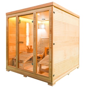 Saună uscată MO-EL5S-L cu aragaz Harvia 8 kW, șezlonguri, piatră de sare și izolație 180 x 180 x 190 cm - Img 15