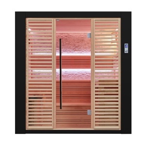 Sauna uscata traditionala finlandeza MUE-1402 cu soba Harvia 6kW, piatra decorativa, 200 x 170 x 210 cm - Img 8