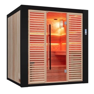Sauna uscata traditionala finlandeza MUE-1402 cu soba Harvia 6kW, piatra decorativa, 200 x 170 x 210 cm - Img 18