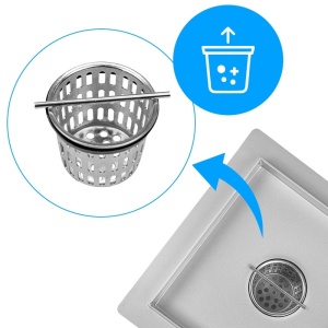 Scurgere baie patrata cu sifon fix Qube DLO8 15 x 15 cm Inox - Img 9