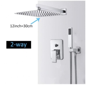 Set baterie crom PRO10 cu doua functii, pentru cada si dus , cu para patrata tip ploaie, baterie incastrata - Img 4