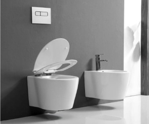 Set Bideu si Vas WC PRO GEBERIT, ceramica sanitara, Vas WC ALBA RIMLESS + Bideu + Capac Soft-Close Inclus SLIM PREMIUM + Cadru + Clapeta - Img 5