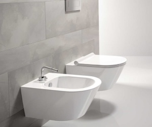 Set Bideu si Vas WC PRO GEBERIT, ceramica sanitara, Vas WC SONET RIMLESS + Bideu + Capac Soft-Close Inclus SLIM PREMIUM + Cadru + Clapeta - Img 4