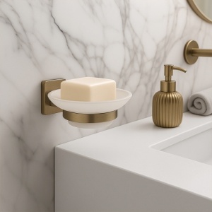 Set de accesorii pentru baie 6 in 1 DYLAN Auriu Periat - Img 4