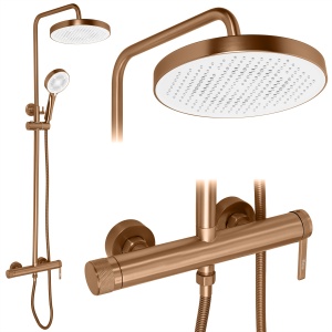 Set de dus aparent Rea Grace Brush Copper cu para si palarie de dus