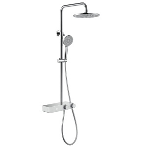 Set de dus F12A Design Modern, Cu Efect de Ploaie si Afisaj LCD, Culoare Crom - Img 1