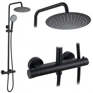 Set de duș fără pipă cu termostat Rea Lungo Black