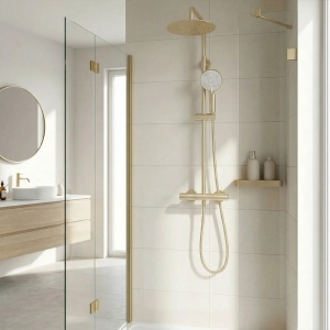 Set de duș fără pipă cu termostat Rea Lungo Gold Brush - Img 2