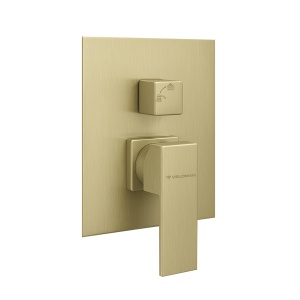 Set de dus incastrat, auriu periat, cap de dus subtire Veldman Quadro, 30 cm cu perie aurie - Img 5