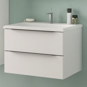 Set mobilier baie suspendat cu lavoar Kolpasan Tara 71 cm alb mat