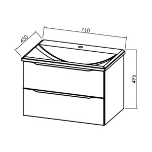 Set mobilier baie suspendat cu lavoar Kolpasan Tara 71 cm alb mat - Img 5