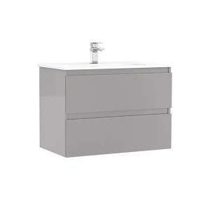Set mobilier baie suspendat Gala Daily galet lucios 80 x 46 x 56.5 cm cu lavoar 80 cm 2 sertare