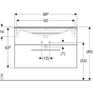 Set mobilier baie suspendat Geberit Selnova Square 100 x 48 cm cu lavoar si 2 sertare alb lucios - Img 3