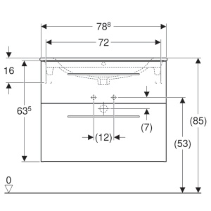 Set mobilier baie suspendat Geberit Selnova Square 80 x 48 cm cu lavoar si 2 sertare nuc american - Img 5