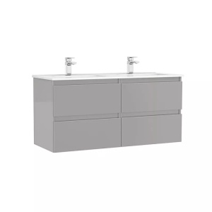 Set mobilier suspendat Gala Daily galet lucios 120 x 46 x 56.5 cm cu lavoar 120 cm si 4 sertare