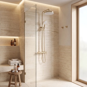 Set pentru dus Rea Grace Brush Gold cu para si palarie de dus - Img 4