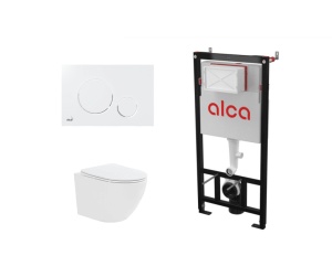 Set ramă de montaj cu rezervor și clapetă de acționare Alcadrain M670 și vas WC suspendat Fluminia Ricci Tornado - Img 9