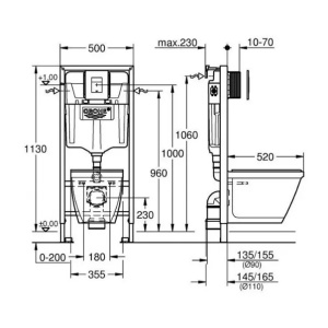 Set rezervor WC Grohe Solido 5 in 1 si clapeta crom Skate Cosmopolitan plus vas WC cu capac softclose - Img 2
