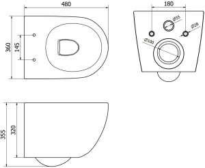 Set vas Wc cu capac soft-close inclus, Montaj suspendat, Ceramica sanitara, Culoare Cappuccino - Img 5