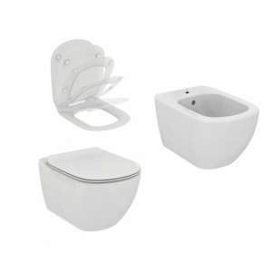 Set vas WC cu capac soft-close,si bideu suspendat PRO IDEAL STANDARD TESI AQUABLADE - Img 1