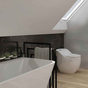 Set vas WC monobloc rimless protect, cu capac si rezervor Spectrum Olimpios alb - Img 3