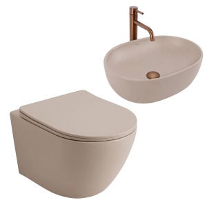 Set Vas WC Suspendat Focus + Lavoar pe Blat Rea Focus Taupe
