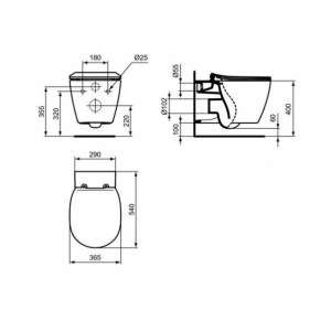 Set vas wc suspendat Ideal Standard Connect AquaBlade cu capac inchidere lenta si rezervor Ideal Standard Prosys - Img 3
