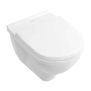 Set vas WC suspendat Villeroy & Boch, O.Novo Compact, direct flush, cu capac soft close, alb