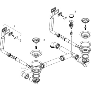 Sifon automat Hansgrohe D15-11 pentru chiuveta din granit cu doua cuve - Img 2