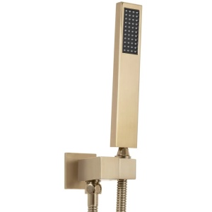 Sistem Complet De Dus REA FENIX DAVIS GOLD BRUSH + BOX, Montaj In Perete, Para Patrata Tip Ploaie 30 x 30 Cm, 2 Functii De Curgere A Apei, Auriu - Img 3