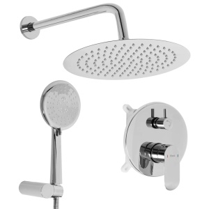 Sistem Complet De Dus REA HYPER CHROME + BOX, Montaj In Perete, Para Rotunda Tip Ploaie 25x25 Cm, 2 Functii De Curgere A Apei, Crom - Img 1