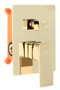 Sistem Complet De Dus REA ORIX GOLD BOX, Montaj In Perete, Para Patrata Tip Ploaie 25x25 Cm, 2 Functii De Curgere A Apei, Finisaj Auriu - Img 10