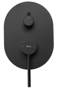 Sistem Complet De Dus REA OVAL BLACK + BOX, Montaj In Perete, Para Dreptunghiulara Tip Ploaie 20x30 Cm, 2 Functii , Negru Mat - Img 4