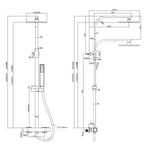 Sistem Complet De Dus Slim PRO 7301 Crom, Montaj Pe Perete, Para Patrata Tip Ploaie 20x20 Cm, 2 Functii De Curgere A Apei, Finisaj Crom - Img 3
