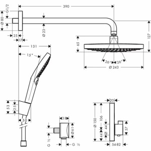 Sistem de dus incastrat Hansgrohe Raindance Select S crom lucios - Img 2
